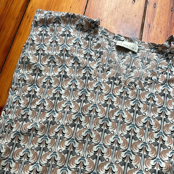 Cotton tunic top with boho brown dnd blue print. Unique, boho, print, tunic - Picture 2 of 5